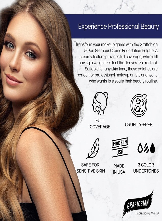 Graftobian HD Glamour Crème Foundation Palette (Ultra-Lights) - High Definition 5 Color Makeup Palette, Cream Based Foundation Concealer and Contour Palette, Full Coverage - Lightest Skin Shades - Image 2