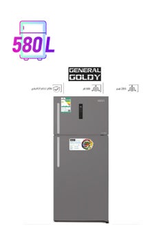 جنرال جولدي ثلاجة ببابين سعة 20.5 قدم مع عاكس بخاري - 580 لترًا من الفولاذ | GG621NF  - Image 1