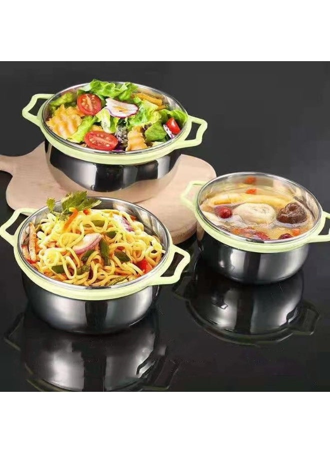 Generic - 3 pieces of stainless steel lunch boxes of different sizes with lids - Image 1