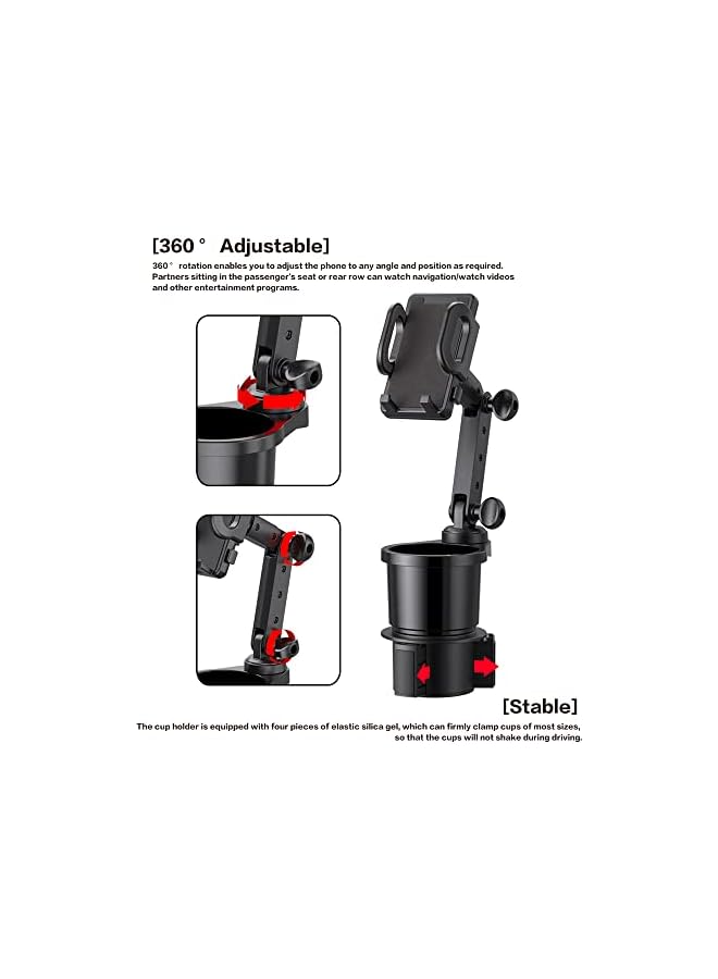Green Tiger Car Cup Holder Phone Mount, Universal Auto Cell Phone Stand with Drink Expand Cup Holder,2 in 1 Multifunctional Car Cup Holder Expander with 360° Rotation Phone Mount - Image 4