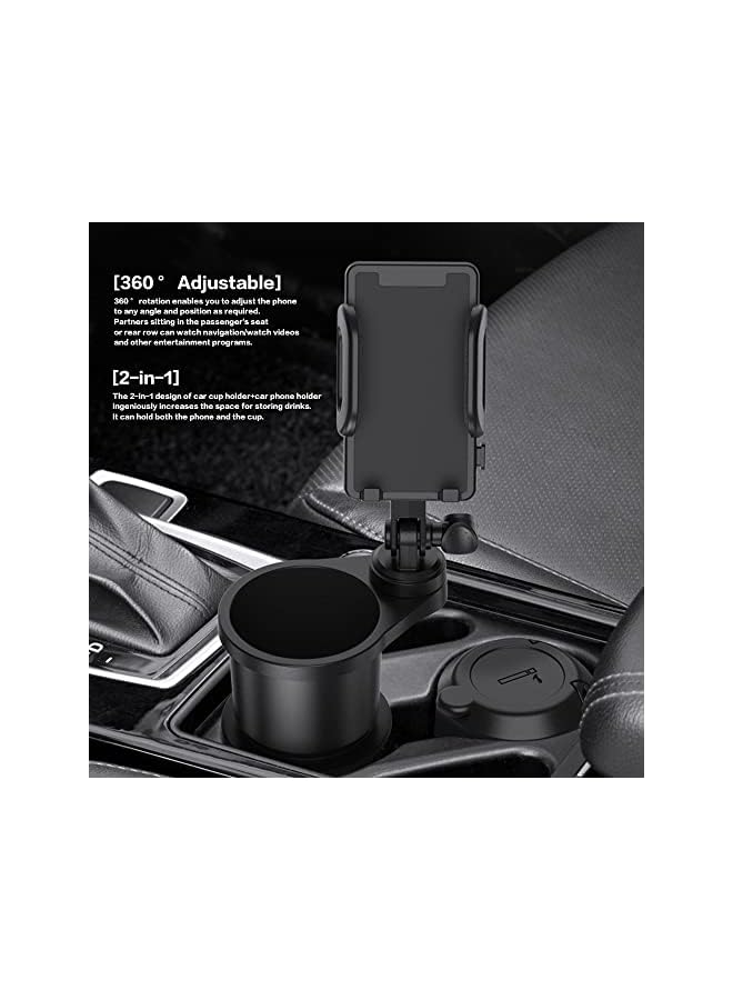 Green Tiger Car Cup Holder Phone Mount, Universal Auto Cell Phone Stand with Drink Expand Cup Holder,2 in 1 Multifunctional Car Cup Holder Expander with 360° Rotation Phone Mount - Image 2
