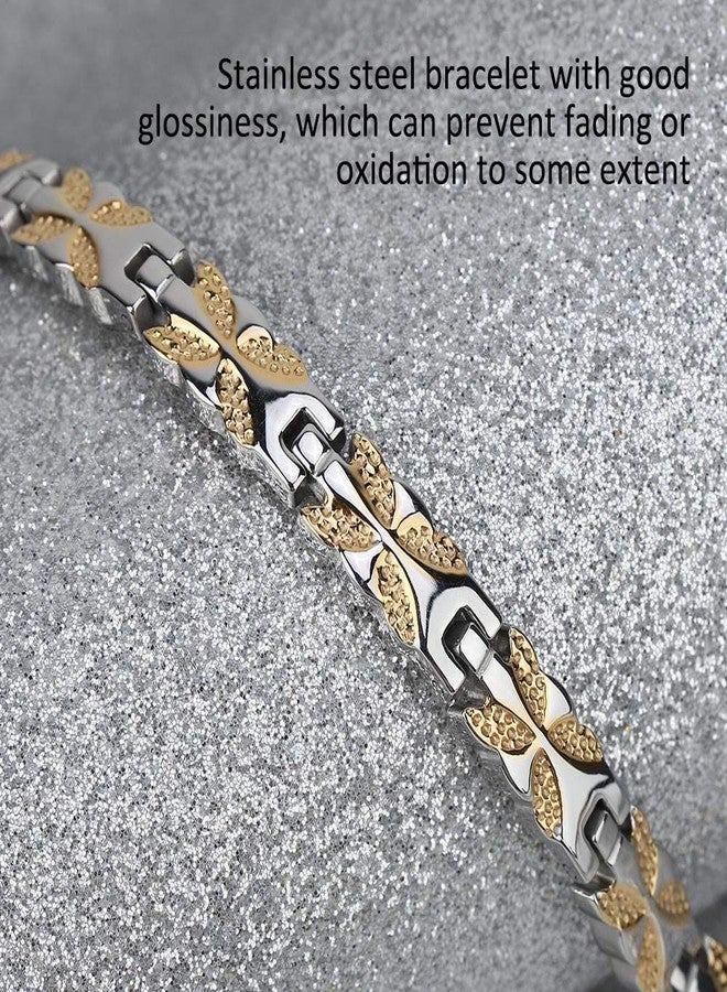 Salmue Woman Stainless Steel Bracelets, Women's Fashion Stainless Steel Bracelet, Flower Shape BraceletJewelry (Color - 2) - Image 4