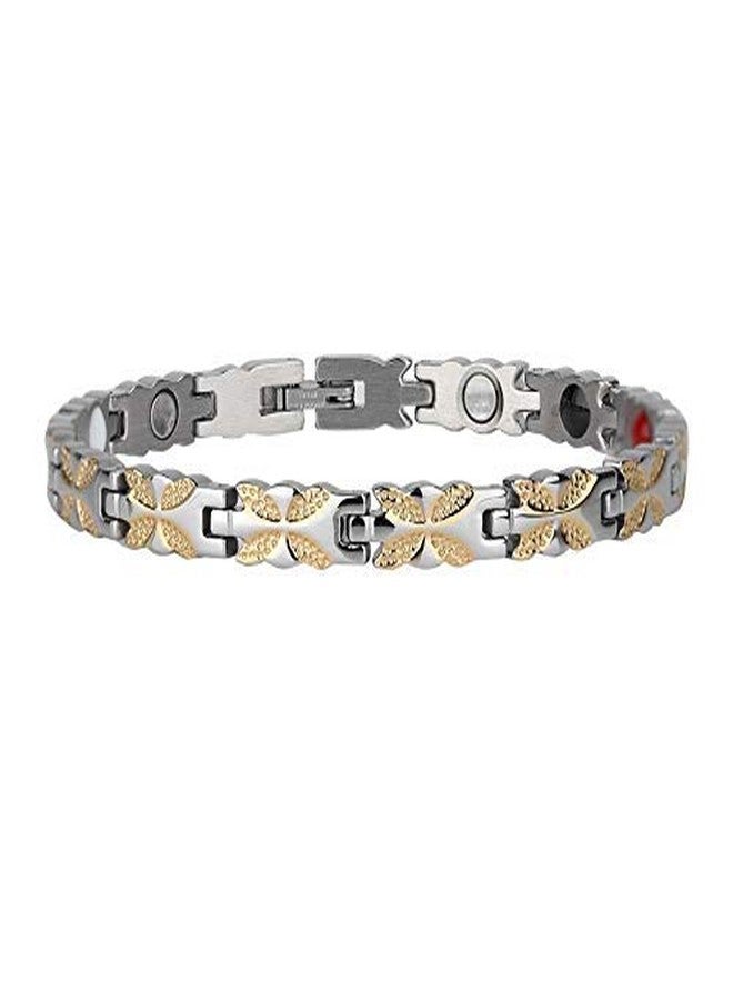 Salmue Woman Stainless Steel Bracelets, Women's Fashion Stainless Steel Bracelet, Flower Shape BraceletJewelry (Color - 2) - Image 1