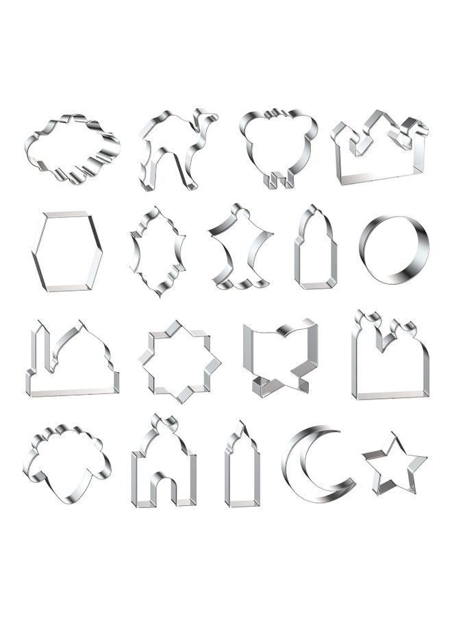 NIBEMINENT 18-Piece Eid Mubarak Cookie Cutter Silver