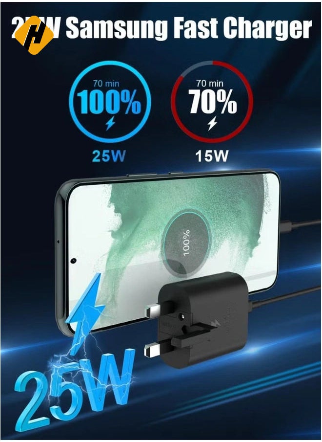 HuHa - 25W Fast Charger Type C for Samsung Galaxy A15, A55 5G, A54, A35, A34, A25, A05, S24, S23, S22, S21, S20, Z Fold5, Z Flip5 Tablet USB C Super Charge Adapter Plug - Image 1