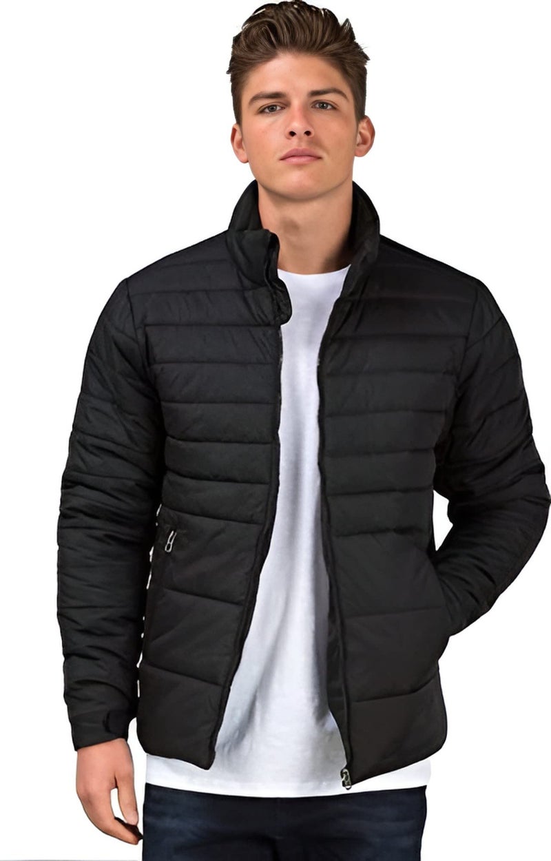 Ben Martin Men’s Quilted Winter Jacket | Lightweight Puffer Jacket for Men | Full Sleeve Stand Collar Casual & Travel Wear Jacket | Regular Fit – Black (Size 40) - Image 1