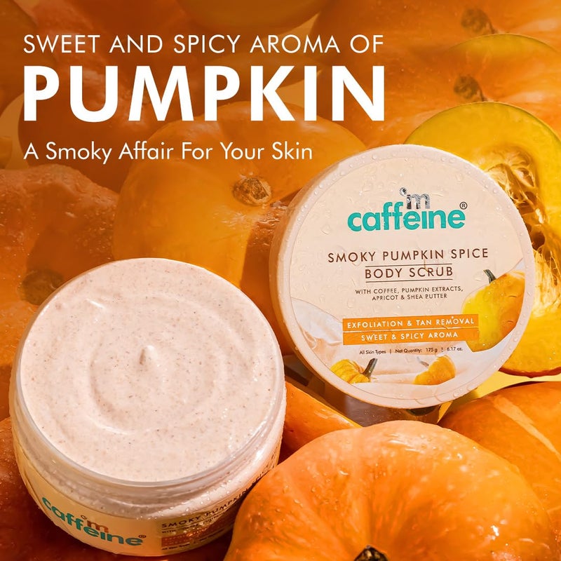 MCaffeine mCaffeine Smoky Pumpkin Spice Body Scrub for Glowing Skin Coffee Pumpkin Extracts Apricot  Shea Butter  Exfoliate Remove Tan Nourish Moisturize  Sweet  Spicy Aroma for Men  Women  175g  - Image 3