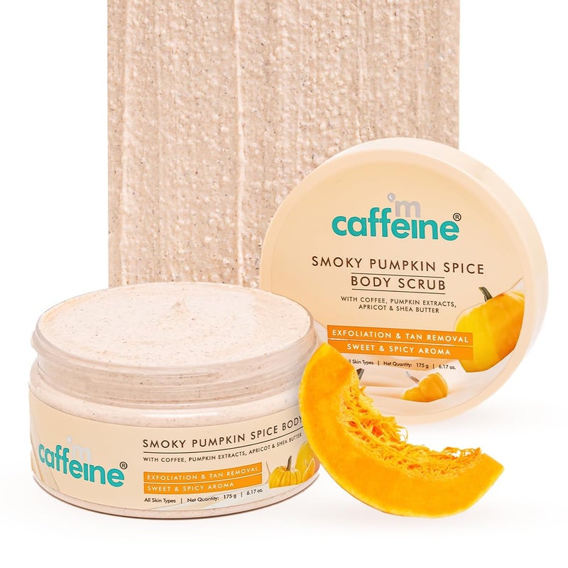 MCaffeine mCaffeine Smoky Pumpkin Spice Body Scrub for Glowing Skin Coffee Pumpkin Extracts Apricot  Shea Butter  Exfoliate Remove Tan Nourish Moisturize  Sweet  Spicy Aroma for Men  Women  175g  - Image 1