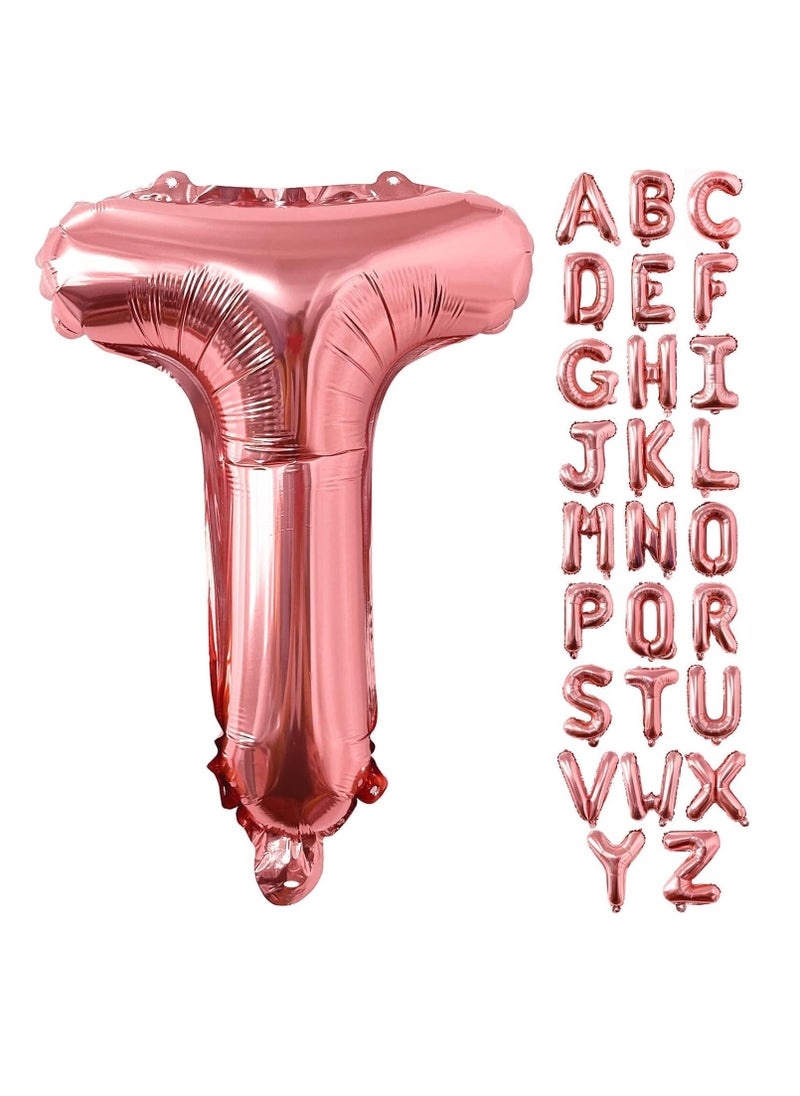 Party with Emma Rose Gold Letter A to Z Balloons 32 inch Large Alphabet Balloons Rose Gold Helium Foil Letter Balloon Banner for Birthday Party Anniversary Wedding Decoration (Rose Gold-T)  - Image 1