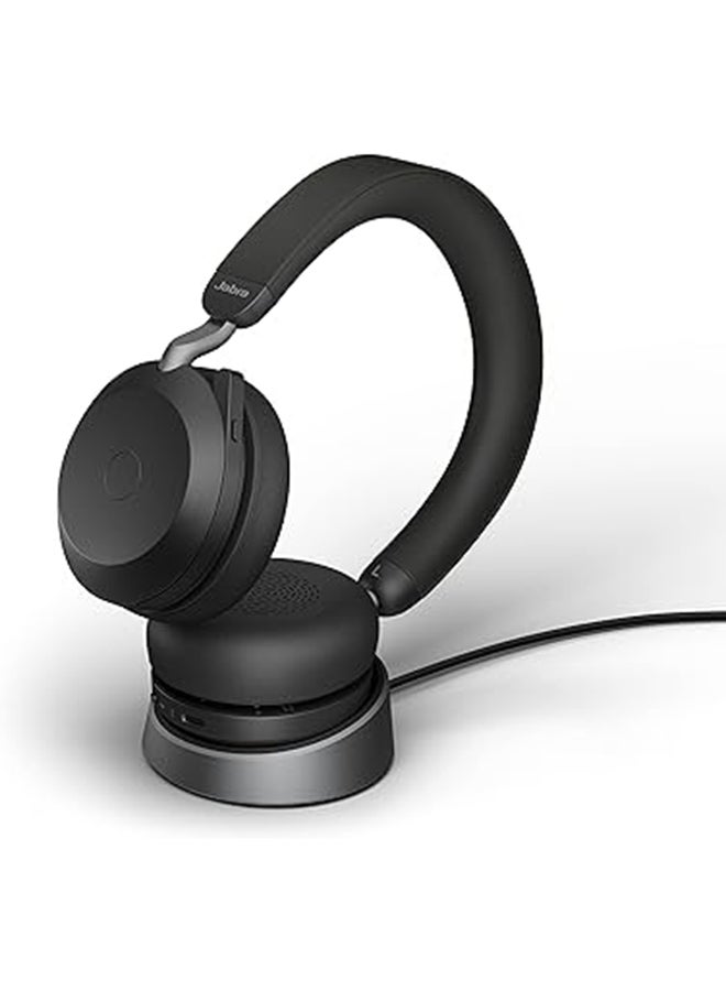 Jabra Evolve2 75 PC Wireless Headset with Charging Stand and 8-Mic Technology - Dual Foam Stereo Headphones with Advanced Active Noise Cancelling, USB-C Bluetooth Adapter and MS Compatibility Black - Image 1