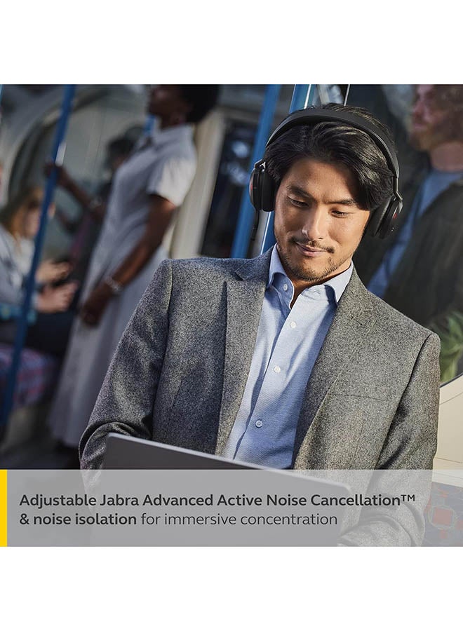 Jabra Evolve2 75 PC Wireless Headset with Charging Stand and 8-Mic Technology - Dual Foam Stereo Headphones with Advanced Active Noise Cancelling, USB-C Bluetooth Adapter and MS Compatibility Black - Image 4