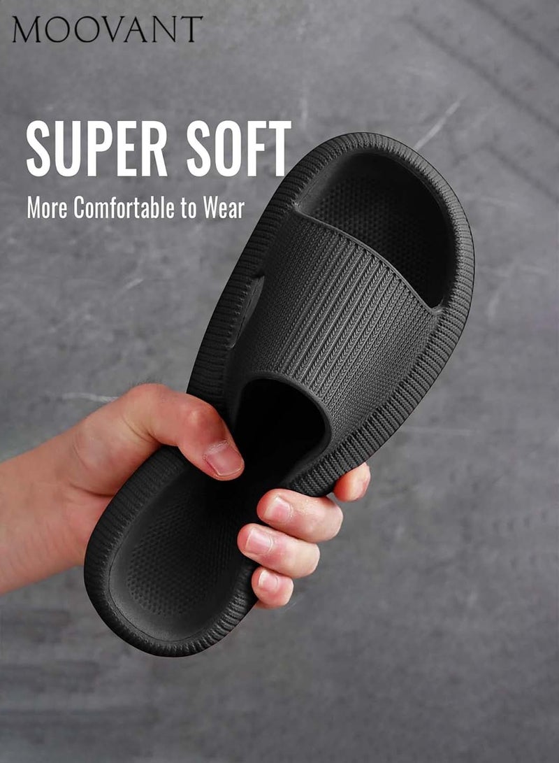 Moovant Durable Slides Slippers for Men Women, Cloud-like Slippers, Soft Massage House Bath Slippers, Quick Drying Non-Slip Soft Lightweight Open Toe Sandals, Slip-on Slippers, Black - Image 3