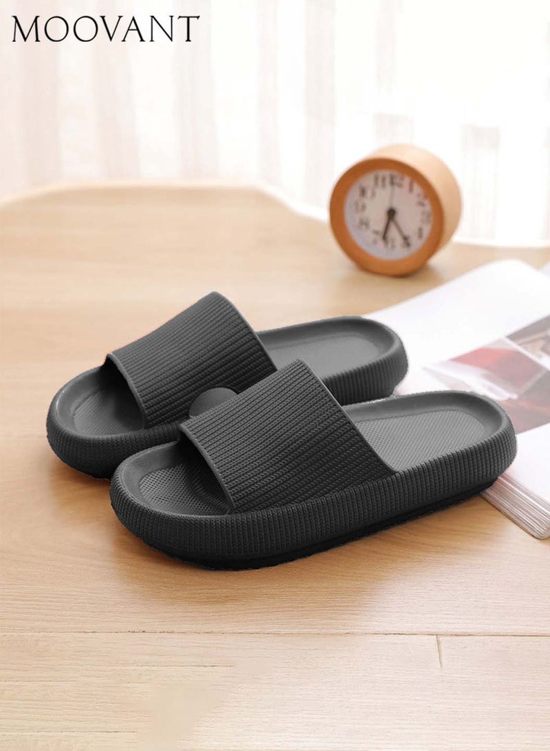 Moovant Durable Slides Slippers for Men Women, Cloud-like Slippers, Soft Massage House Bath Slippers, Quick Drying Non-Slip Soft Lightweight Open Toe Sandals, Slip-on Slippers, Black - Image 4