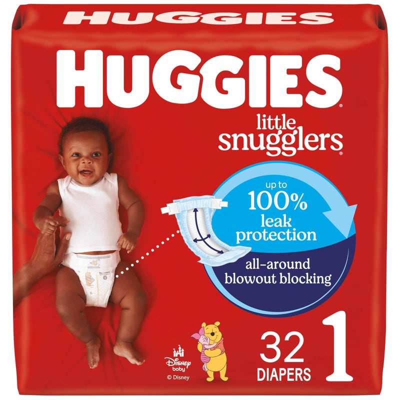 Huggies Size 1 Diapers, Little Snugglers Baby Diapers, Size 1 (8-14 lbs), 32 Count, Packaging May Vary - Image 1