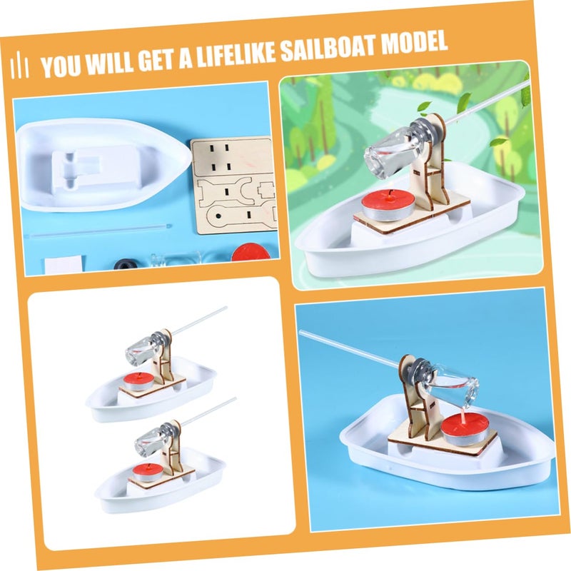 DIY Science Sailboat Kit 2 Sets Sturdy Plastic Material Smooth Edges Hands On Experiment Educational Steam Project - Image 3