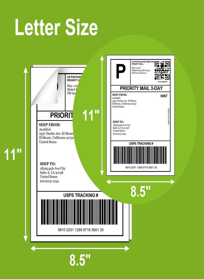 Anylabel 8.5" x 11" Full Sheet Label Sticker for Laser & Inkjet Printer - 1 Per Page Shipping Labels for Packages Permanent Adhesive, Full Page Shipping Labels (100 Sheets, 100 Labels) - Image 2