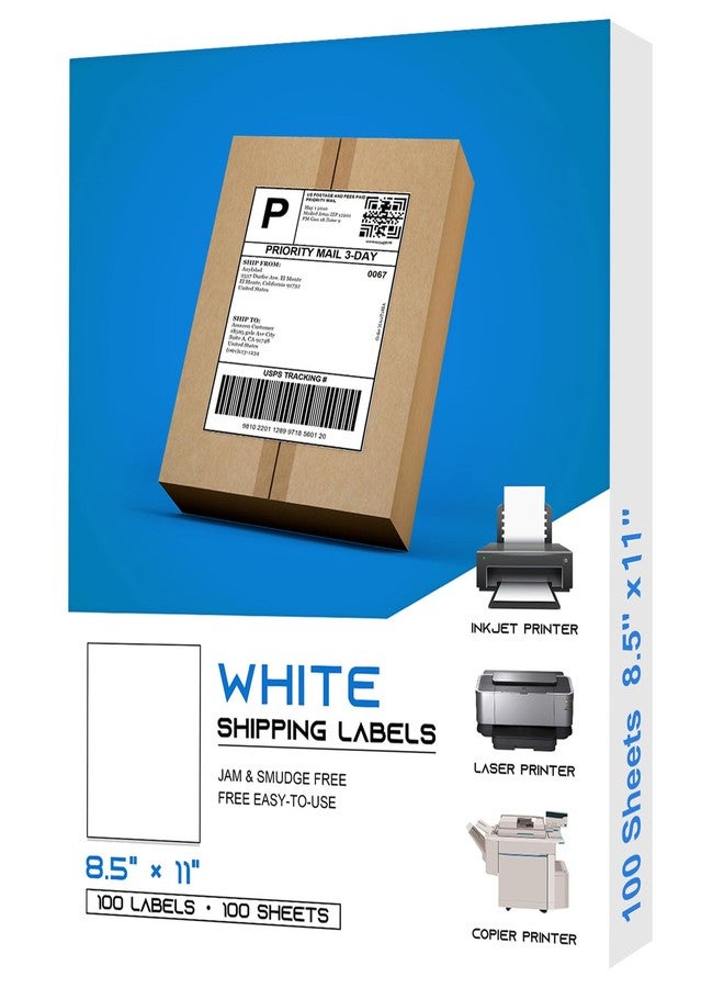 Anylabel 8.5" x 11" Full Sheet Label Sticker for Laser & Inkjet Printer - 1 Per Page Shipping Labels for Packages Permanent Adhesive, Full Page Shipping Labels (100 Sheets, 100 Labels) - Image 1