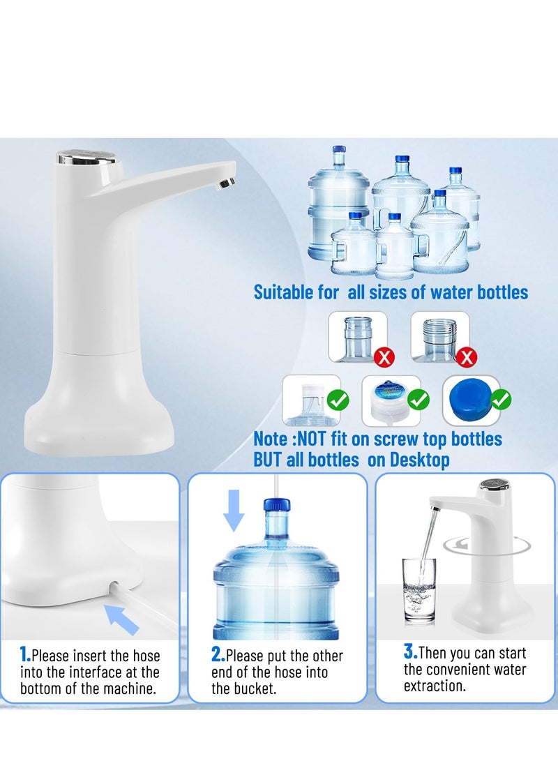 Portable Water Dispenser, Desktop Water Dispenser, Detachable Automatic Drinking Water Pump for 5 Gallon Bottle, Suitable for Home, Office and Outdoor (White) - Image 4
