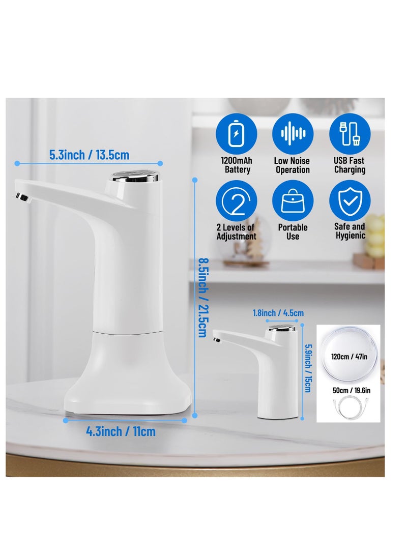 Portable Water Dispenser, Desktop Water Dispenser, Detachable Automatic Drinking Water Pump for 5 Gallon Bottle, Suitable for Home, Office and Outdoor (White) - Image 2