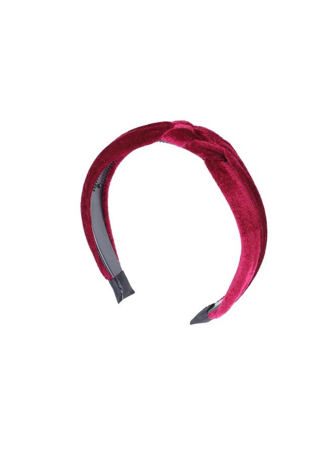 Motique Accessories 1.5 Inch Velvet Braid Headband Women And Girls Hair Band Burgundy - Image 2