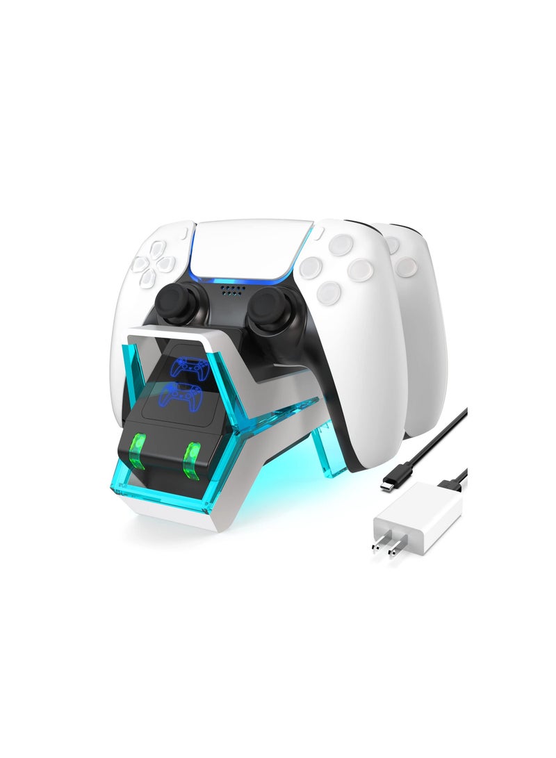 Y&D PS5 Controller Charging Station, Wireless Charger, Dual-Control 5V/3A Fast AC Adapter, Electronic Dog Style Charger Station Base with Indicator (British Regulatory)  - Image 1