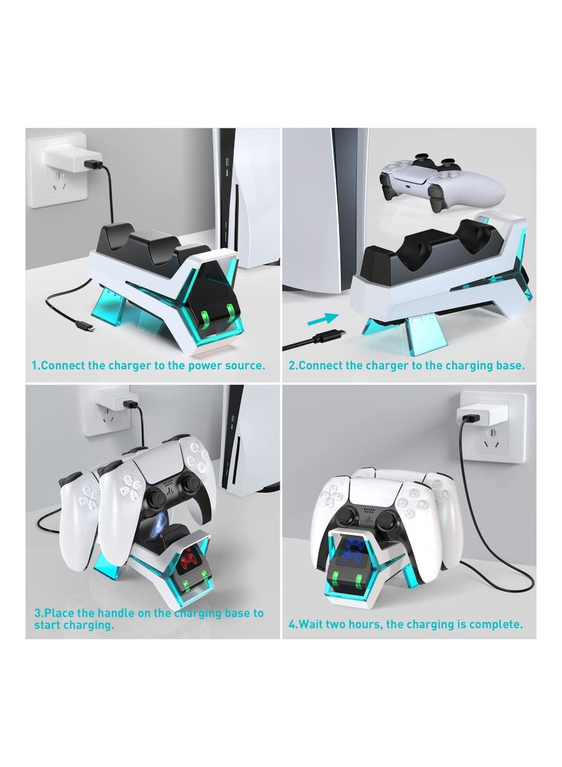 Y&D PS5 Controller Charging Station, Wireless Charger, Dual-Control 5V/3A Fast AC Adapter, Electronic Dog Style Charger Station Base with Indicator (British Regulatory)  - Image 5