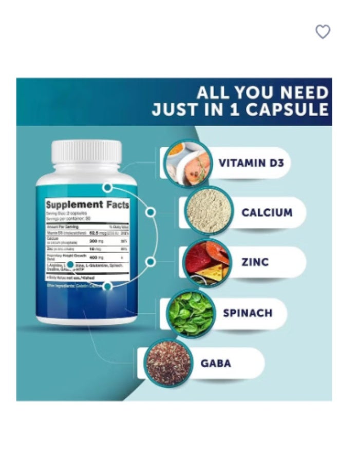 BIYODE Height Growth Capsules - Height Growth Booster with Calcium for Bone Strength - Made in USA - Natural Taller Supplement to Increase Bone Growth - HGH Free - Image 2