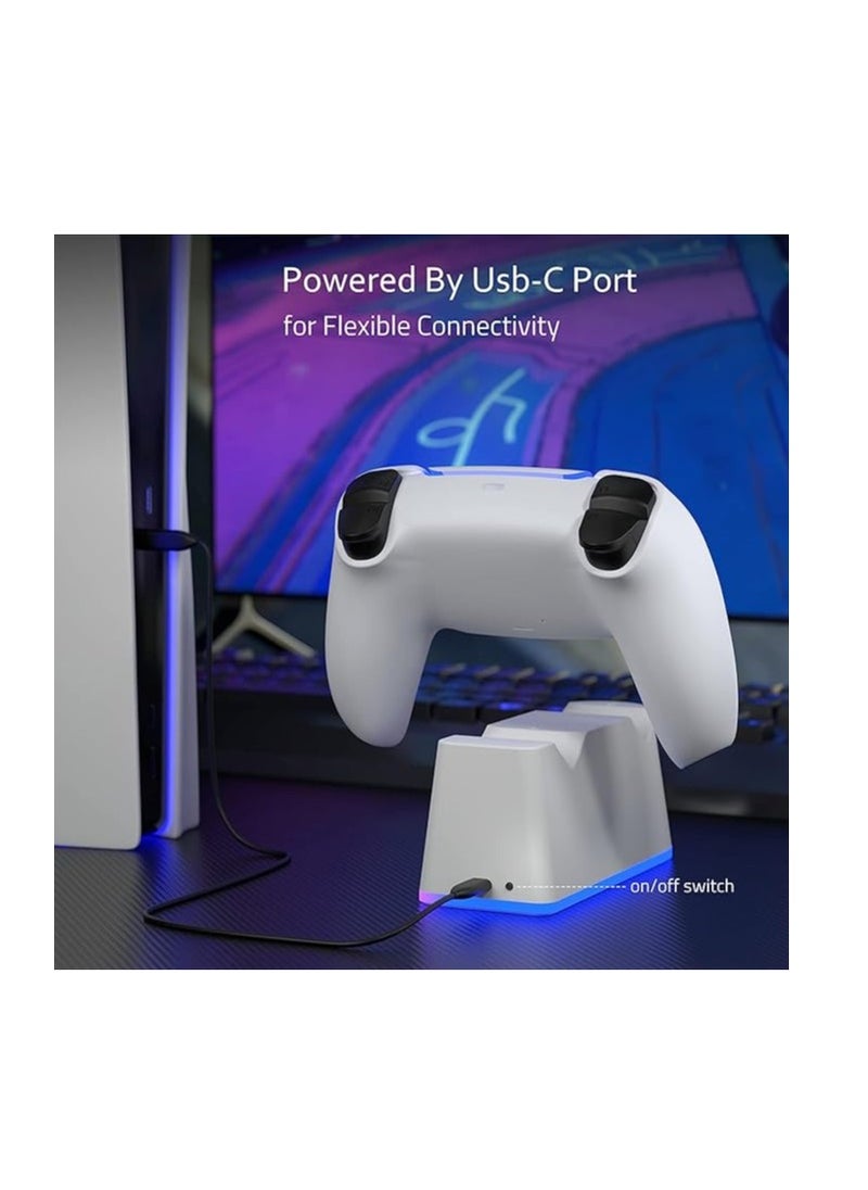 Charger Station for PS5 Controller charger RGB Light, Yakiter Fast Charging Dock for PlayStation 5 Controller, LED Indicator, Click-in Design, Safe Intelligent Protection for PS5 Controller