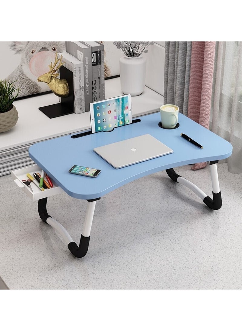 هويتك مكتب كمبيوتر محمول خشبي مع درج وحامل أكواب وحامل للكمبيوتر اللوحي، مجموعة متنوعة - Image 5