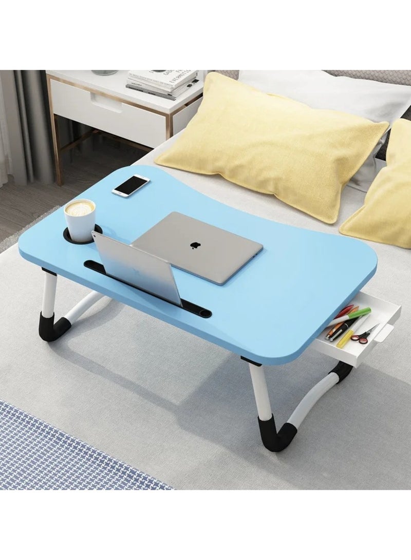 هويتك مكتب كمبيوتر محمول خشبي مع درج وحامل أكواب وحامل للكمبيوتر اللوحي، مجموعة متنوعة - Image 4