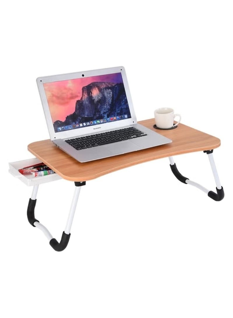 هويتك مكتب كمبيوتر محمول خشبي مع درج وحامل أكواب وحامل للكمبيوتر اللوحي، مجموعة متنوعة - Image 3