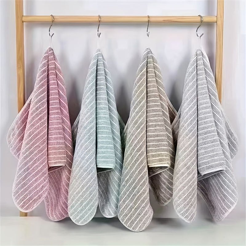12 Pcs Green Narrow Stripe Bath Towel Set 4 Washcloths 4 Towels 4 Bath Towels Soft Absorbent Quick Drying Home Use - Image 4