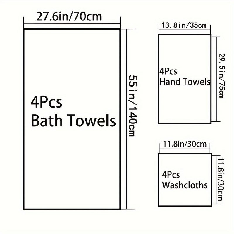 12 Pcs Green Narrow Stripe Bath Towel Set 4 Washcloths 4 Towels 4 Bath Towels Soft Absorbent Quick Drying Home Use - Image 3
