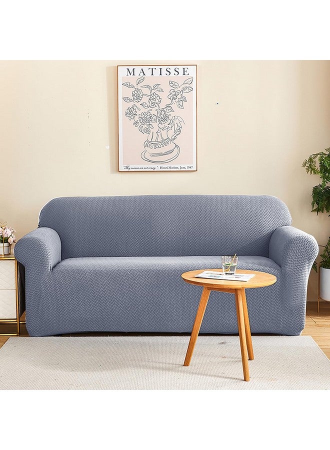 هاوس أوف كويرك غطاء أريكة من القماش المرن القابل للتمدد من House of Quirk Universal Single Seater Polar Fleece 220 GSM (أزرق فولاذي، مقعد واحد) - Image 1