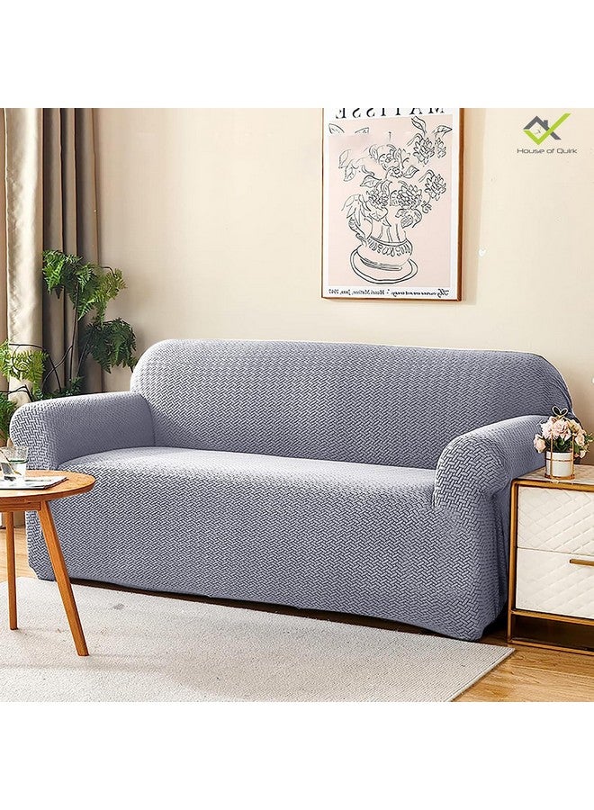 هاوس أوف كويرك غطاء أريكة من القماش المرن القابل للتمدد من House of Quirk Universal Single Seater Polar Fleece 220 GSM (أزرق فولاذي، مقعد واحد) - Image 2