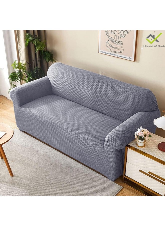 هاوس أوف كويرك غطاء أريكة من القماش المرن القابل للتمدد من House of Quirk Universal Single Seater Polar Fleece 220 GSM (أزرق فولاذي، مقعد واحد) - Image 3