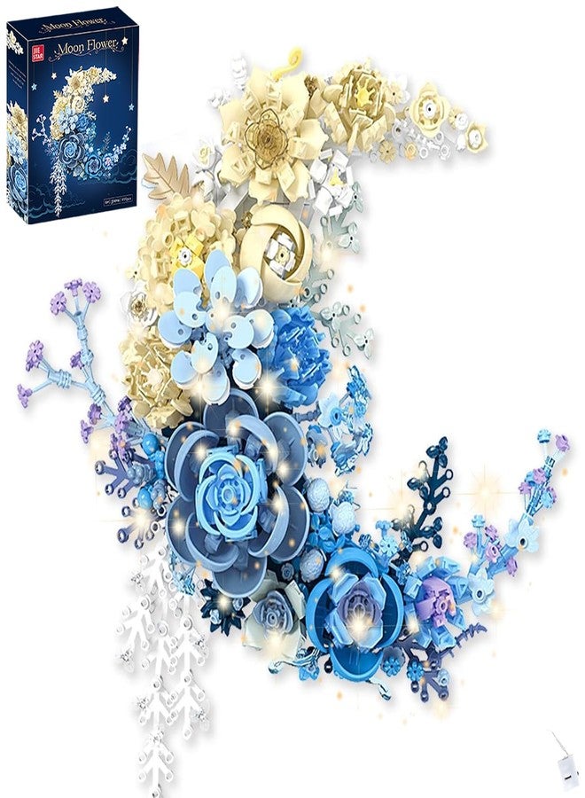 LITTCO Moon Flower Building Set (Glowing Version) for Adults, Flower Building Sets, Blooming Roses DIY Model for Wall Decor, Christmas/Birthday for Teens & Women,934Pcs - Image 1