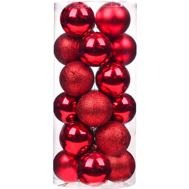 Emopeak Christmas Balls Ornaments 24Pcs Shatterproof Xmas Balls Baubles Decor or Tree Christmas Baubles Hanging Holiday Wedding Party Decoration Red 1231CM
