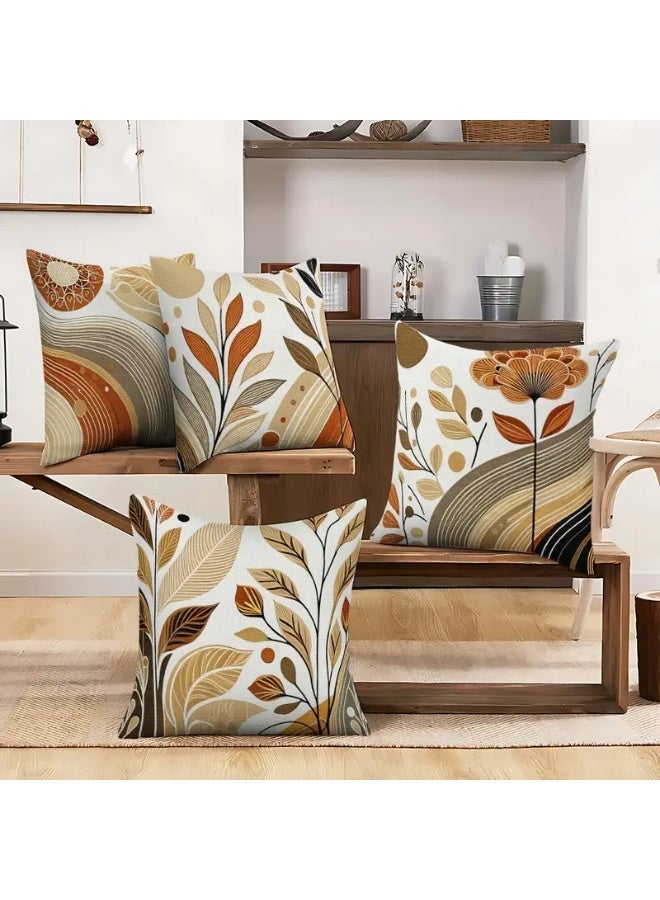 طقم أغطية وسائد مكون من أربع قطع، بنمط بوهيمي، مقاس 18 × 18 بوصة (45 سم × 45 سم)، مناسب لأرائك غرفة المعيشة وأرائك السيارة وأغطية وسائد السرير. - Image 4