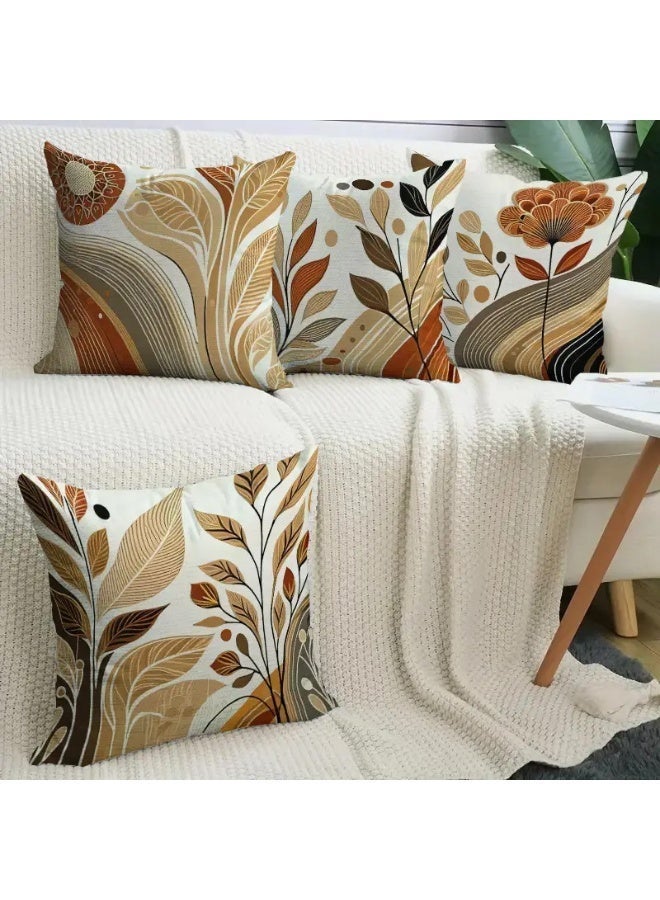 طقم أغطية وسائد مكون من أربع قطع، بنمط بوهيمي، مقاس 18 × 18 بوصة (45 سم × 45 سم)، مناسب لأرائك غرفة المعيشة وأرائك السيارة وأغطية وسائد السرير. - Image 3