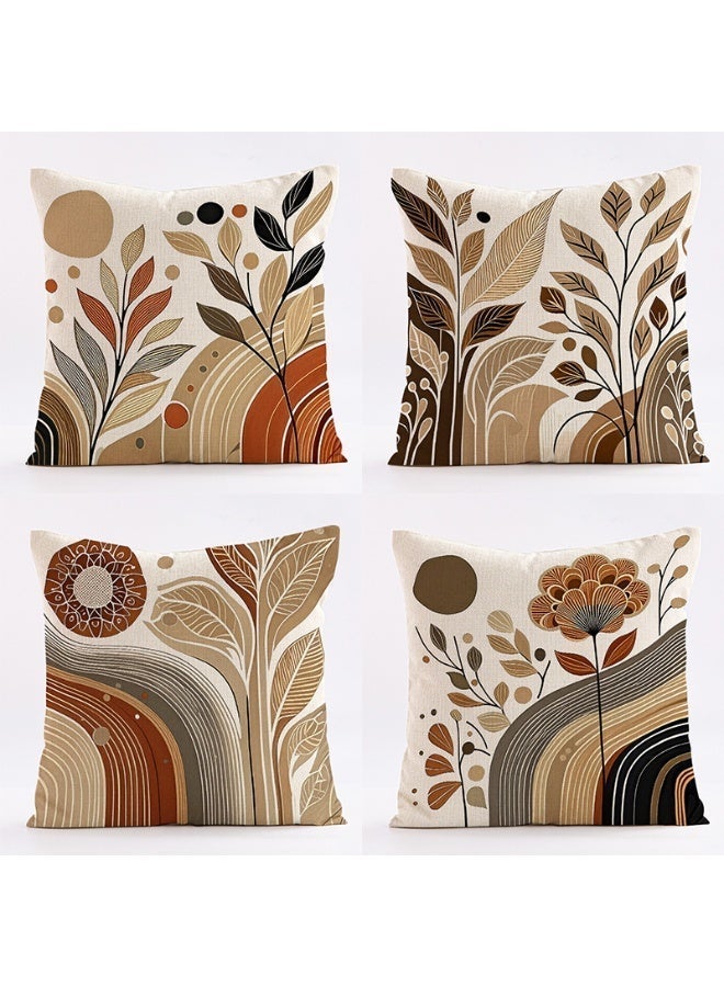 طقم أغطية وسائد مكون من أربع قطع، بنمط بوهيمي، مقاس 18 × 18 بوصة (45 سم × 45 سم)، مناسب لأرائك غرفة المعيشة وأرائك السيارة وأغطية وسائد السرير. - Image 2