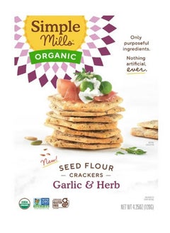 Simple Mills Organic Seed Flour Crackers Garlic and Herb 4.25 oz 120 g  - Image 1