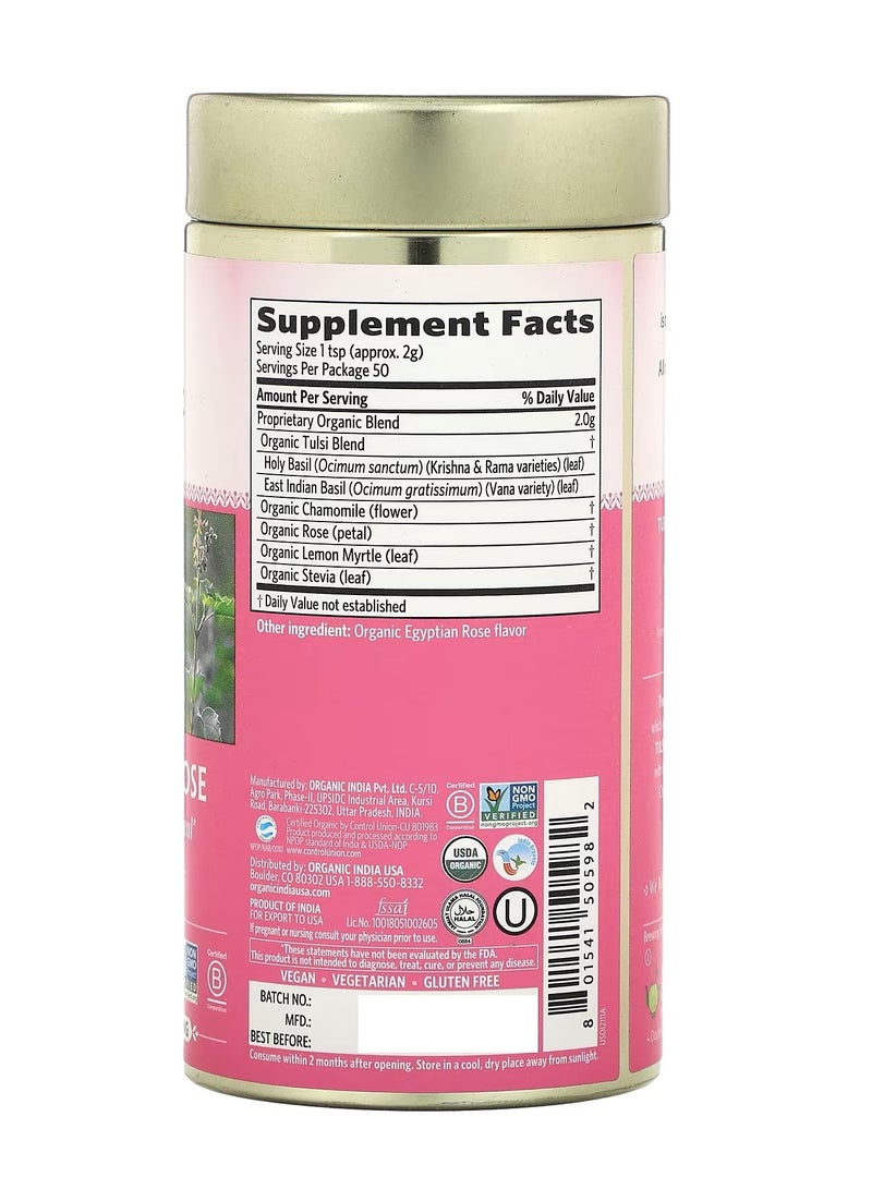 Organic India Tulsi Sweet Rose, Stress Relieving & Magical, Caffeine-Free 100g  - Image 2
