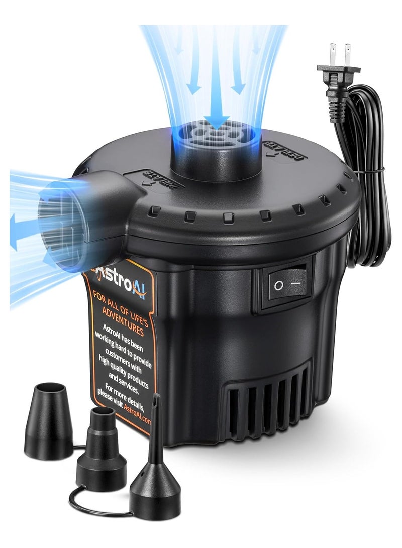 Generic AstroAI Electric Air Pump, Portable AC Electric Pump for Inflating/Deflating with 3 Nozzles, Quick-fill Pumps for Air Bed, Swimming Ring, Padding Pool, Toy Raft for Home & Yard 240V  - Image 1