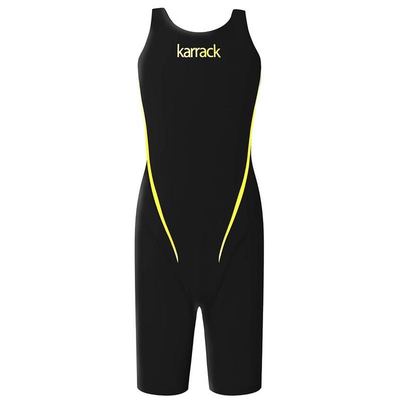 karrack Girl Swimming Suit Sports Conjoined Swim Suits Girl Training Competition Children Swimming Suit Black/Yellow - Image 4