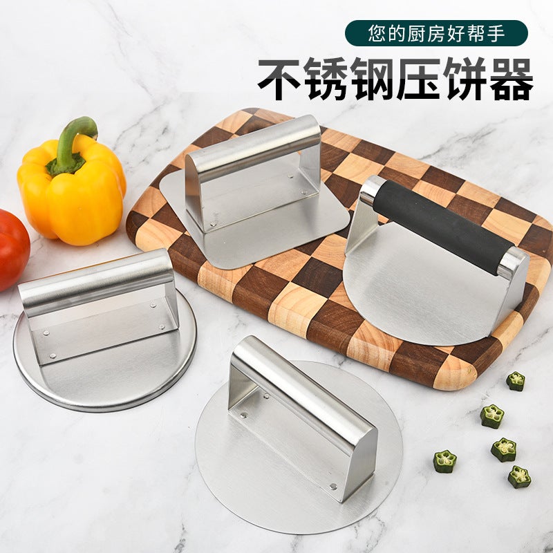 Stainless Steel Round Hamburger Meat Press Household Square Steak Meat Pie Press Kitchen Hand-Pressed Hamburger Maker - Image 3