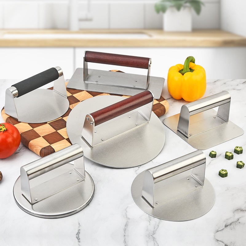 Stainless Steel Round Hamburger Meat Press Household Square Steak Meat Pie Press Kitchen Hand-Pressed Hamburger Maker - Image 2