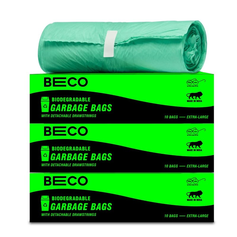 Beco Eco Friendly Garbage Bags for Dustbin | XL 30 X 37 Inches | Pack of 3 | Green - Image 4