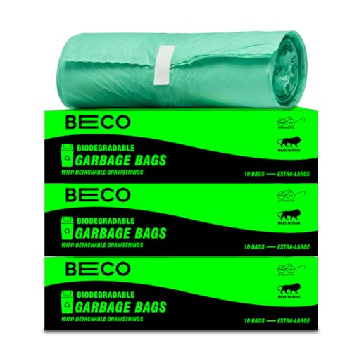 Beco Eco Friendly Garbage Bags for Dustbin | XL 30 X 37 Inches | Pack of 3 | Green - Image 1