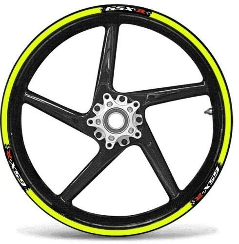 labelbike Stickers Stripes Motorcycle Rims Wheels Tuning Protection Kit Compatible with GSXR Suzuki GSXR Fluorescent Yellow - Image 1